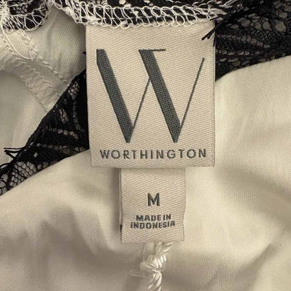 Worthington Women's Sleeveless Tank Top Size M White Black V-Neck NWT $49 - Picture 12 of 15